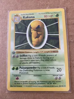 Pokemon TCG Kakuna Base Set 33/102 1st Edition Never Played Near Mint - Image 1