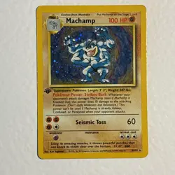 Pokemon TCG 1st Edition Machamp Holo Rare WOTC Base Set 8/102 1999-2000 - HP - Image 1