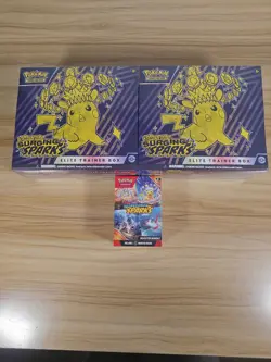 Pokemon TCG Scarlet Violet Surging Sparks ETB and Booster Bundle Factory Sealed - Image 1