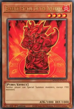 Yugioh Barrier Statue of the Inferno MAGO-EN113 Rare 1st Edition MINT - Image 1