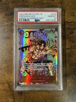 ONE PIECE CARD GAME ACE Portgas D Ace Super Parallel PSA10 OP02013 Ultra Rare - Image 1