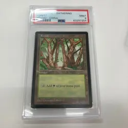 1997 MTG Forest Promo PSA9 Chinese Land Card Christopher Rush Vintage Mint - Image 1