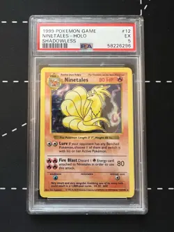 1999 POKEMON BASE SET SHADOWLESS #12 NINETALES-HOLO PSA 5 - Image 1
