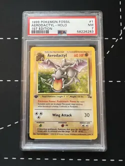 Aerodactyl Holo 1st Edition Fossil Pokemon 1999 1/62 PSA 7 NM - Image 1