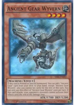 Yugioh Ancient Gear Wyvern SR03-EN003 1st Super Rare (NM) - Image 1