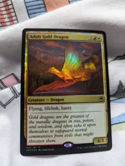 Magic The Gathering Adult Gold Dragon Foil Card Forgotten Realms Rare 216/281 - Image 1