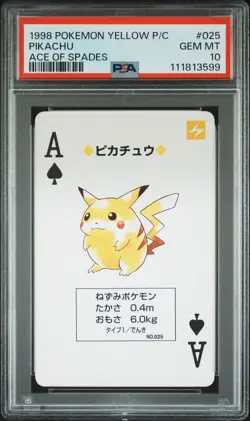 PSA 10 GEM MINT Pikachu 3 Of Diamonds Yellow Poker Playing Card 1996 Pokemon - Image 5