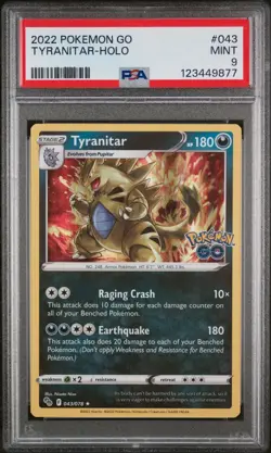 2022 POKEMON GO #043 TYRANITAR-HOLO PSA 9 - Image 1