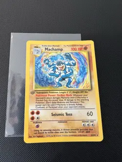 Machamp Holo 1st Edition Gray Stamp #8/102 Base Set Pokemon 1999 MP - Image 1