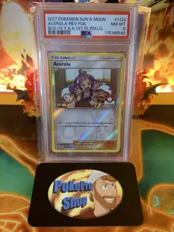 2017 Sun & Moon Burning Shadows Acerola 112a Pokemon League 1st Place - PSA 8 - Image 1