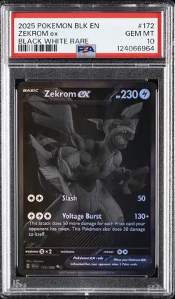 2025 POKEMON BLK EN-BLACK BOLT BLACK WHITE RARE #172 ZEKROM EX PSA 10 - Image 1