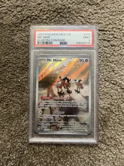 2023 Pokemon Mew En Mr Mime Illustration Rare 179/165 PSA 9 - Image 1