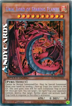 URIA, LORD OF SEARING FLAMES (SPEED DUEL) • Segreta • SGX3 ENG01 • 1Ed • Yugioh! - Image 1
