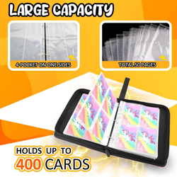 400 Pocket Trading Card Binder with 50 Removable Sleeves, Portable Zippered Card - Image 4