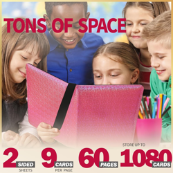 9 Pocket Card Binder - 1080 Double Sided Pocket PU Premium Zip Trading Card Bind - Image 2