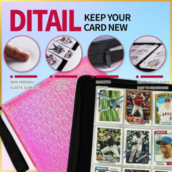 9 Pocket Card Binder - 1080 Double Sided Pocket PU Premium Zip Trading Card Bind - Image 4