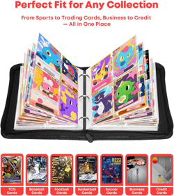 Trading Card Binder 4 Pocket, Card Binder 400 Pockets Holder Album with 50 Remov - Image 3