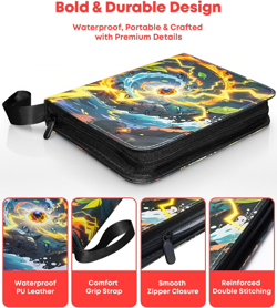 Trading Card Binder 4 Pocket, Card Binder 400 Pockets Holder Album with 50 Remov - Image 4