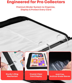Trading Card Binder 4 Pocket, Card Binder 400 Pockets Holder Album with 50 Remov - Image 5