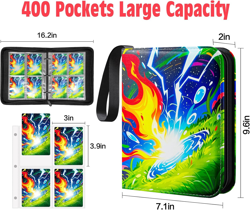 Trading Card Binder,4 Pocket Card Collection Binder with 50 Removable Sleeves Ca - Image 2