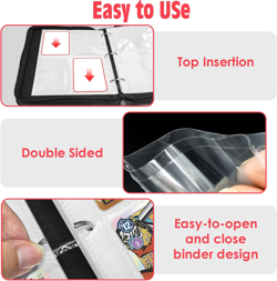 Trading Card Binder,4 Pocket Card Collection Binder with 50 Removable Sleeves Ca - Image 3