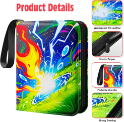 Trading Card Binder,4 Pocket Card Collection Binder with 50 Removable Sleeves Ca - Image 4