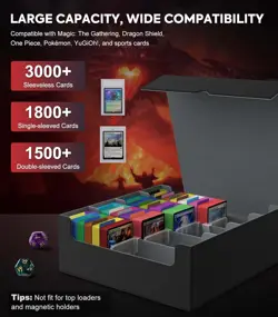 Trading Card Storage Box, 3000+ MTG Deck Box with 24 Colorful Dividers & 4 Card - Image 3