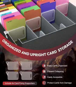 Trading Card Storage Box, 3000+ MTG Deck Box with 24 Colorful Dividers & 4 Card - Image 4