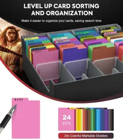 Trading Card Storage Box, 3000+ MTG Deck Box with 24 Colorful Dividers & 4 Card - Image 5