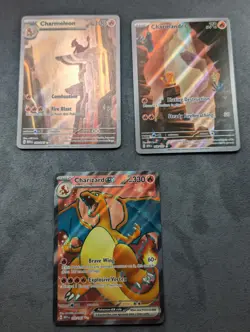 Pokemon 151 Charmander Charmeleon Charizard Ex Full Art Lot Of 3 Cards NM - Image 1
