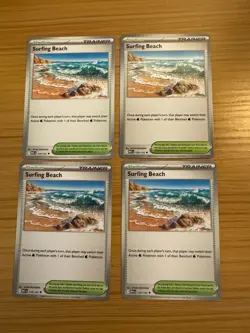 x4 Surfing Beach 129/132 - Mega Evolution - Pokemon - NM/M English - Image 1
