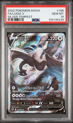 POKEMON 2022 LUGIA V 186/195 Alt Art Silver Tempest GEM MINT PSA 10 - Image 1
