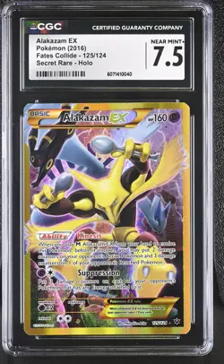 CGC 7.5 Alakazam EX 2016 Fates Collide 125/124 Secret Rare Holo Pokemon Card - Image 1