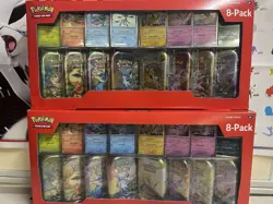 Pokemon Prismatic Evolutions 8 Mini-Tins w Promo Cards Costco 2 Pack IN HAND - Image 1
