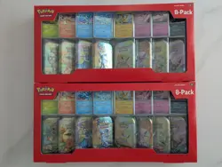Pokemon Prismatic Evolutions 8 Mini-Tins Promo Cards Costco 2-Pack - NEW IN HAND - Image 1