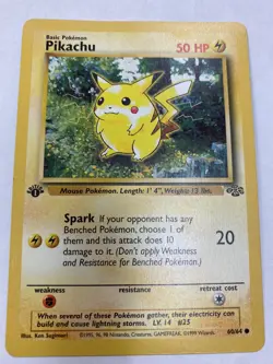 PIKACHU 60/64 1st First Edition Jungle Common Pokemon Card 1999 Wizards Great - Image 1