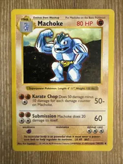 Machoke Shadowless Base Set 34/102 Pokemon TCG Regular Uncommon 1999 WOTC - MP - Image 1