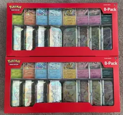 2 (TWO) POKEMON TCG: PRISMATIC EVOLUTIONS 8-PACK MINI-TINS COSTCO BUNDLES NIB - Image 1