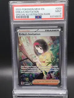 2023 Pokemon Mew 151 Erika's invitation Full Art SIR #203 PSA 9 MINT - Image 1