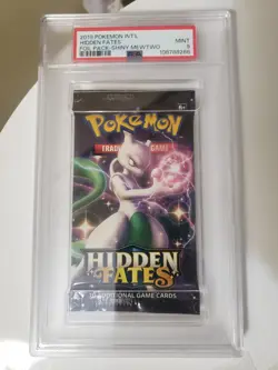 2019 Pokemon Hidden Fates Mewtwo Booster Foil Pack PSA Mint 9 - Image 1