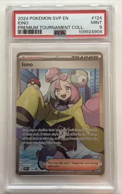 Pokemon TCG Scarlet and Violet Black Star Promo Iono 124 PSA 9 - Image 1