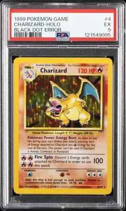 1999 POKEMON BASE SET UNLIMITED BLACK DOT ERROR #4 CHARIZARD-HOLO PSA 5 - Image 1