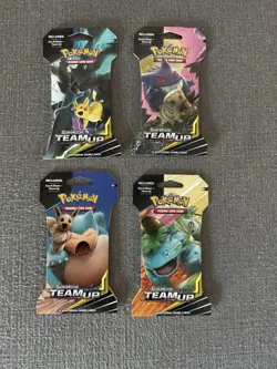 Pokemon: Sun & Moon - Team Up Sleeved Booster Packs ART SET (4 Packs) - Image 1