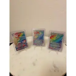 Pokemon Rainbow 3 Card Lot- Melmetal VMAX, Mewtwo VSTAR, Dragonite VSTAR - Image 1