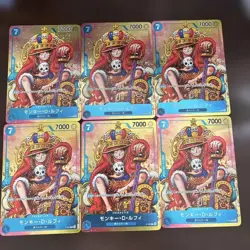 One Piece Card Game P-043 Monkey D Luffy Promo Crown King Foil Japanese set of 6 - Image 1