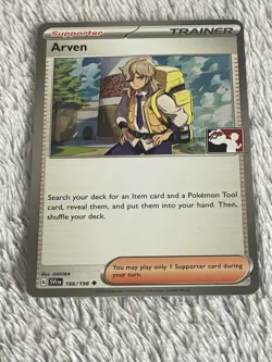 Holo Arven Play! Prize Pack Series Stamped 166/198 Pokemon Card - Image 1