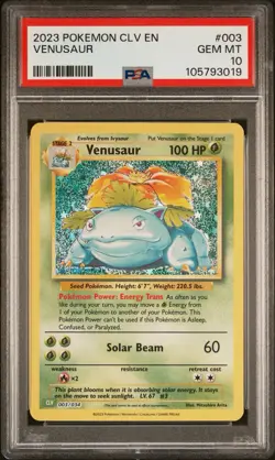 PSA 10 VENUSAUR #003 POKEMON 2023 CLV TRADING CARD GAME CLASSIC VEN&LUGIA DECK - Image 1