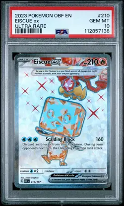 2023 POKEMON OBF EN-OBSIDIAN FLAMES ULTRA RARE #210 EISCUE EX PSA 10 - Image 1