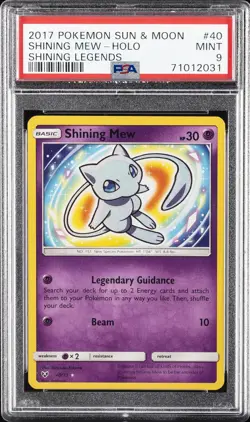2017 POKEMON SUN & MOON SHINING LEGENDS #40 SHINING MEW-HOLO PSA 9 - Image 1