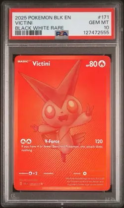 2025 POKEMON BLK EN BLACK BOLT BLACK WHITE RARE #171 VICTINI PSA 10 - Image 1